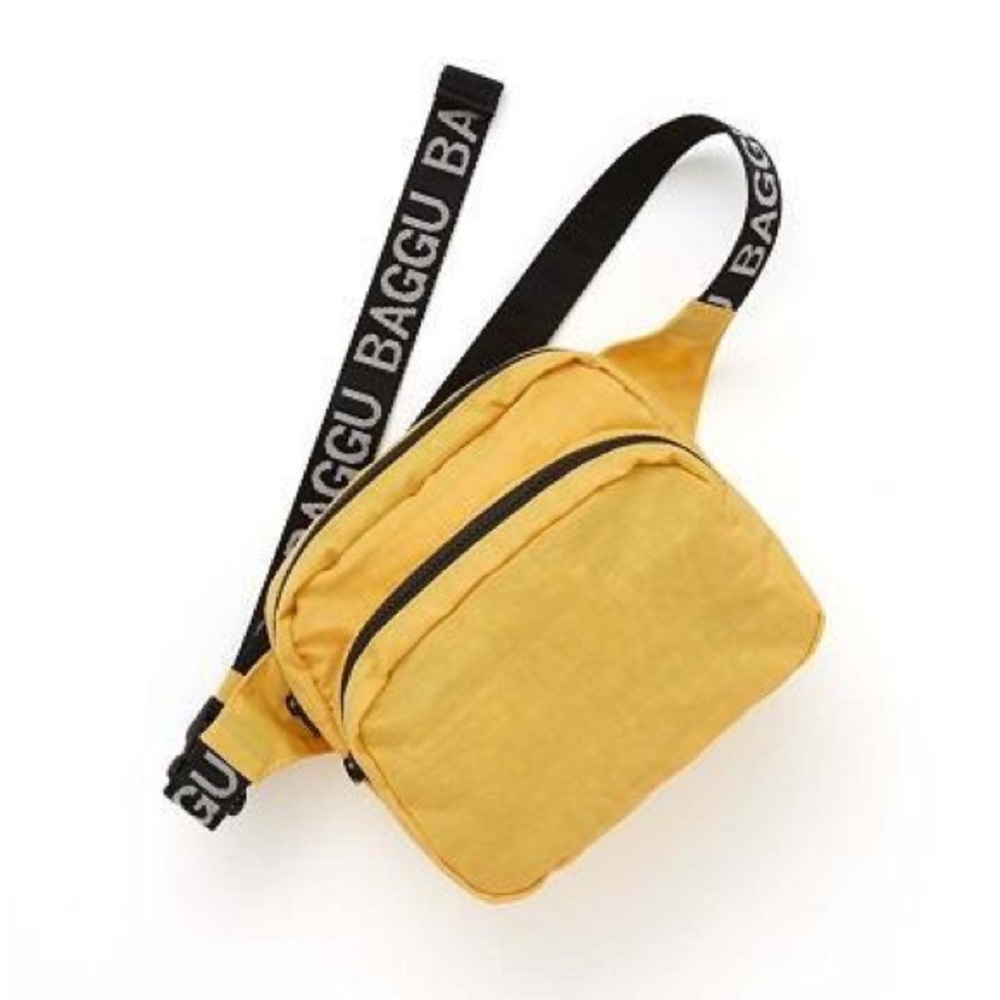 BAGGU Fanny Pack in Marigold w/ Black and White Logo Strap